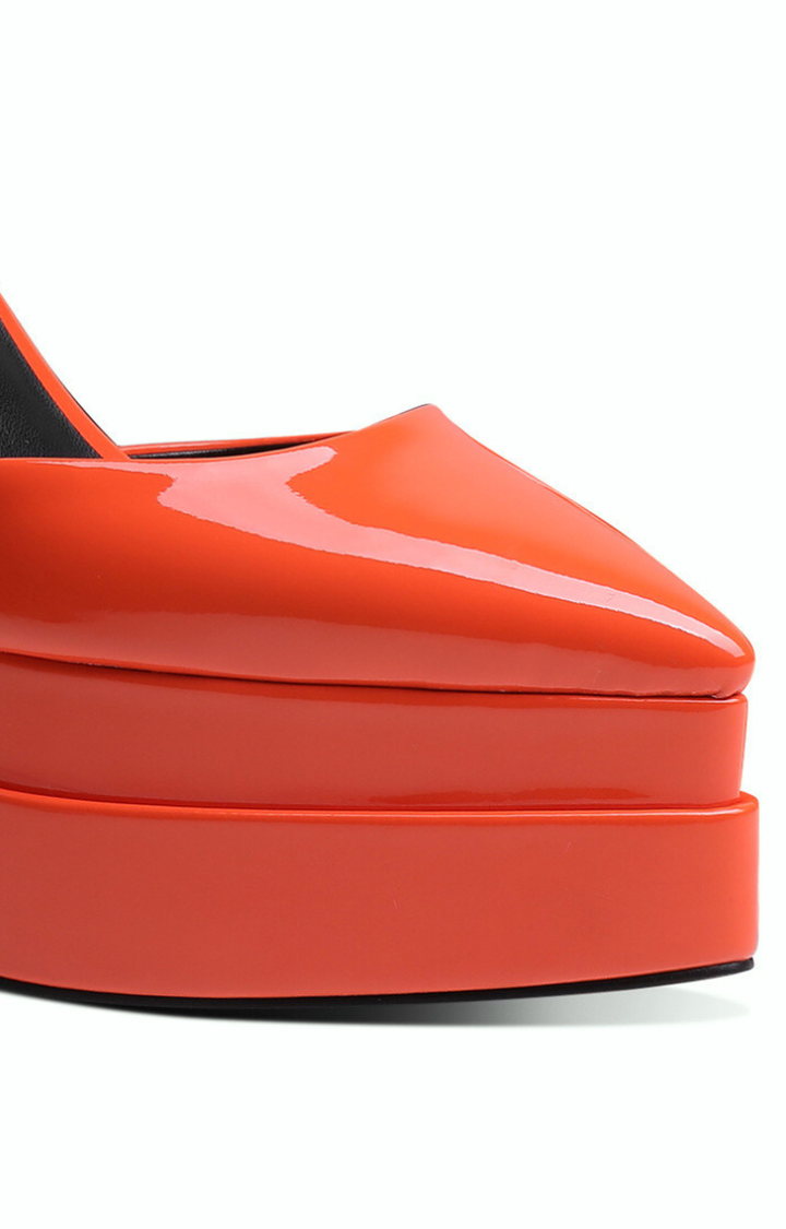 RIOT PATENT TRIPLE-STRAP PLATFORMS - HEATWAVE TANGERINE