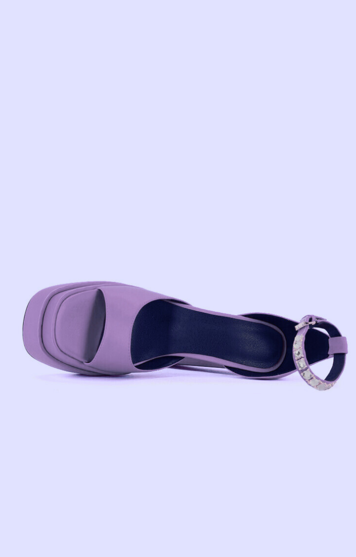 RIOT SATIN GEM-STRAP ULTRA PLATFORMS - PLUSH GRAPE SODA
