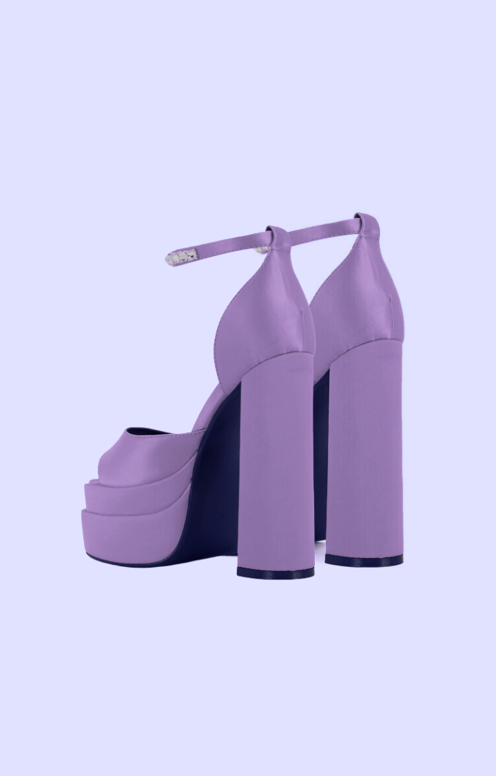 RIOT SATIN GEM-STRAP ULTRA PLATFORMS - PLUSH GRAPE SODA