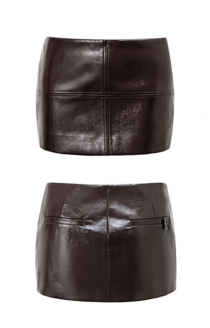 VICE GRIP OIL-WAX SKIRT IN DARK COCOA HEAT