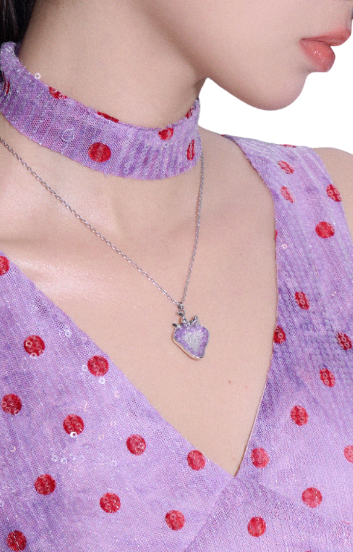 FROSTED STRAWBITES NECKLACE - POISON BERRY