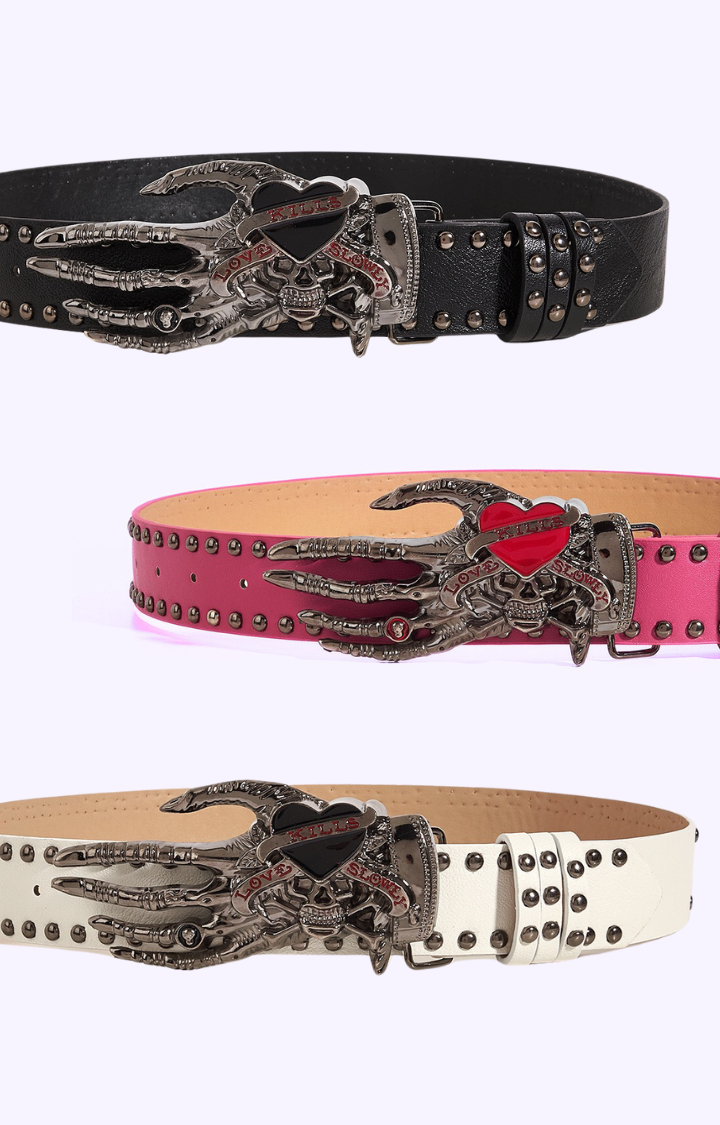 DEADLY VALENTINE STUDDED BELT WITH CLAW BUCKLE