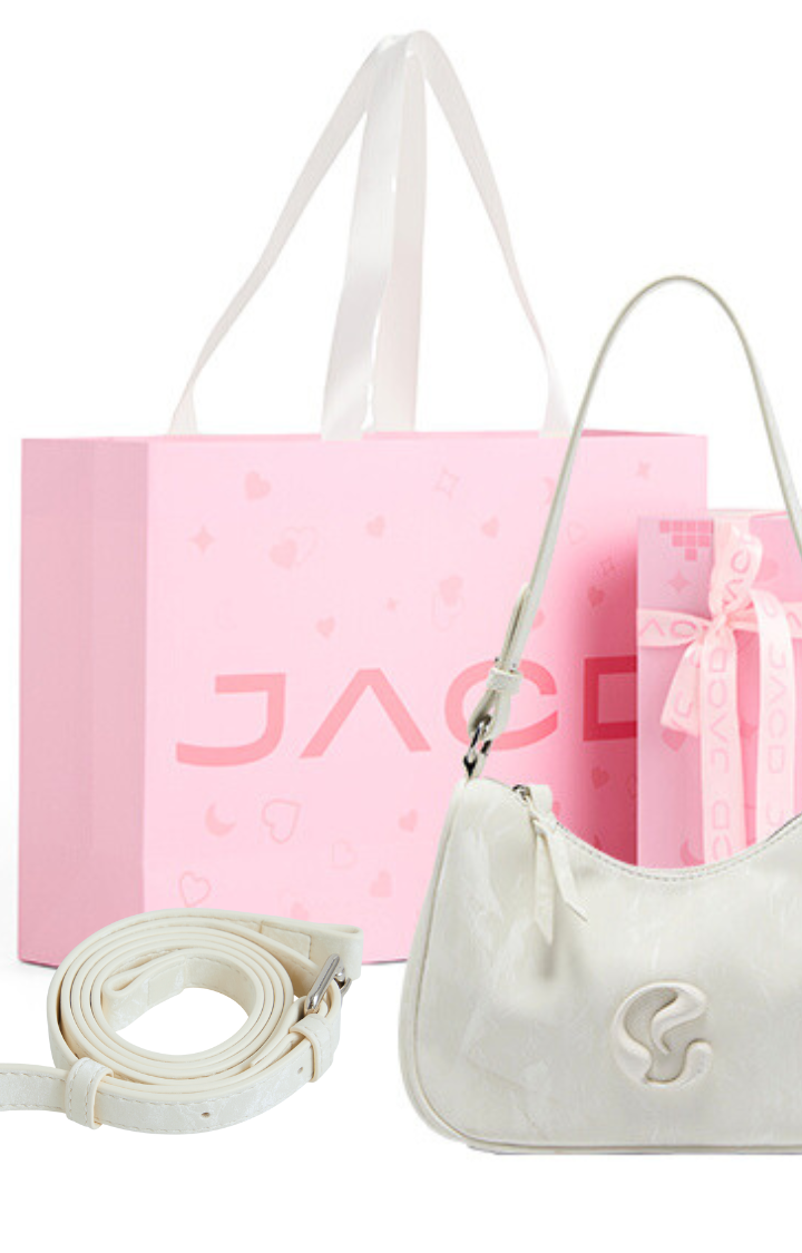 LUXE CURVE BAGUETTE BAG IN WHITE PEARL
