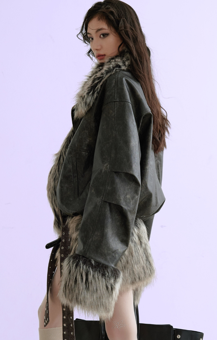 REBEL PELT REVERSIBLE FAUX LEATHER JACKET