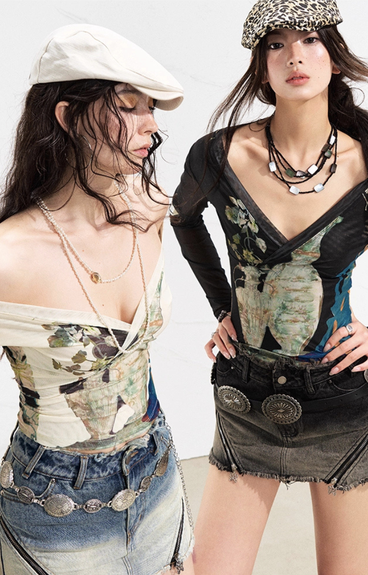 MOTH THEORY MESH TOP IN INKSPILL