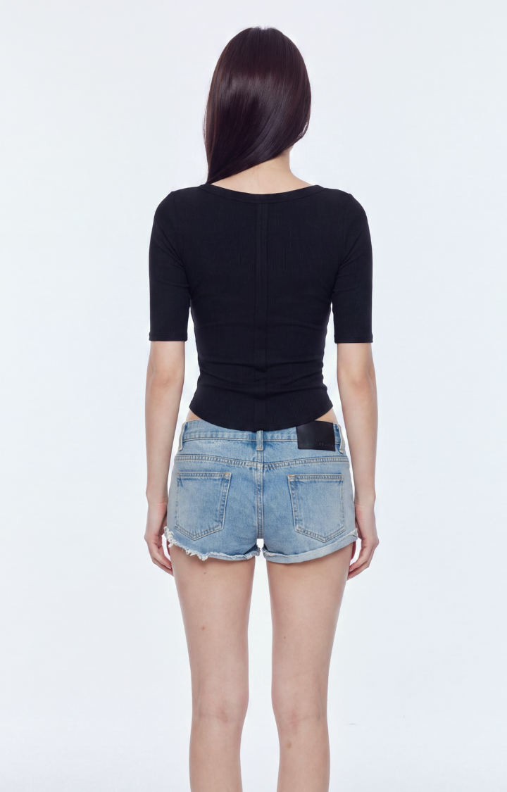 SWEET DAMAGE LACE-LAYER TOP SET IN BLACK