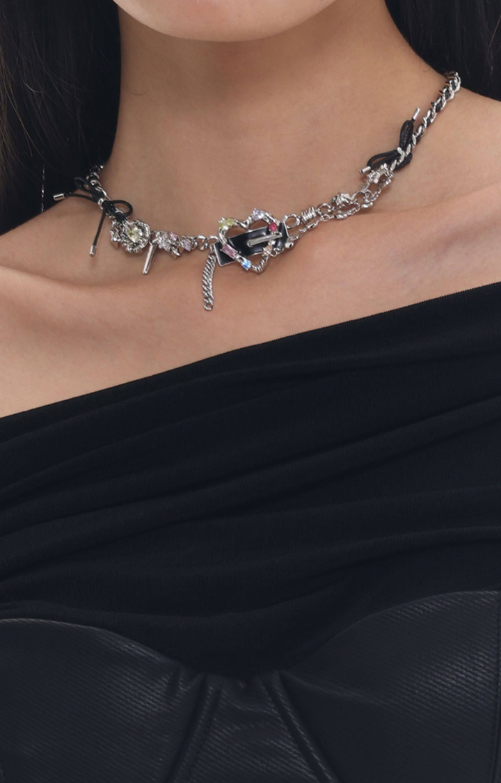 VENOM HEART PUNK COLLAR LEATHER CHAIN NECKLACE