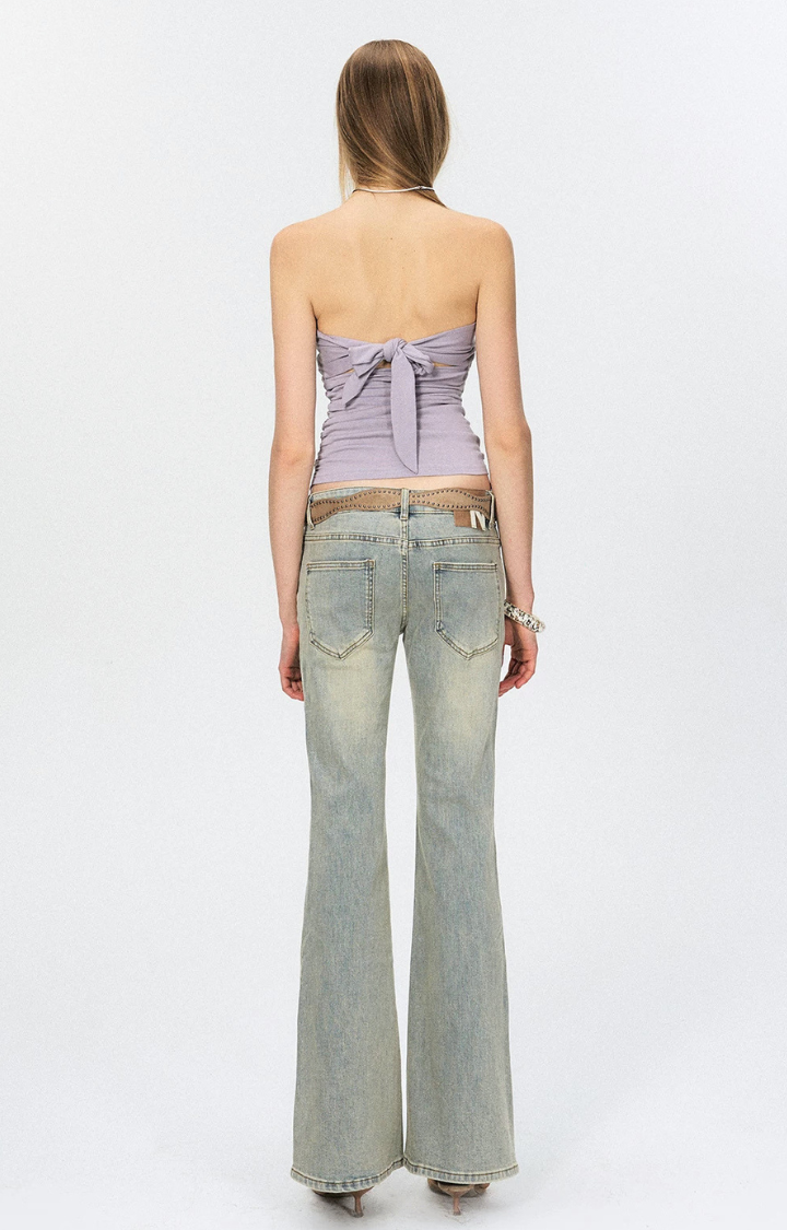 SMOKED LILAC RHINESTONE BANDEAU TOP