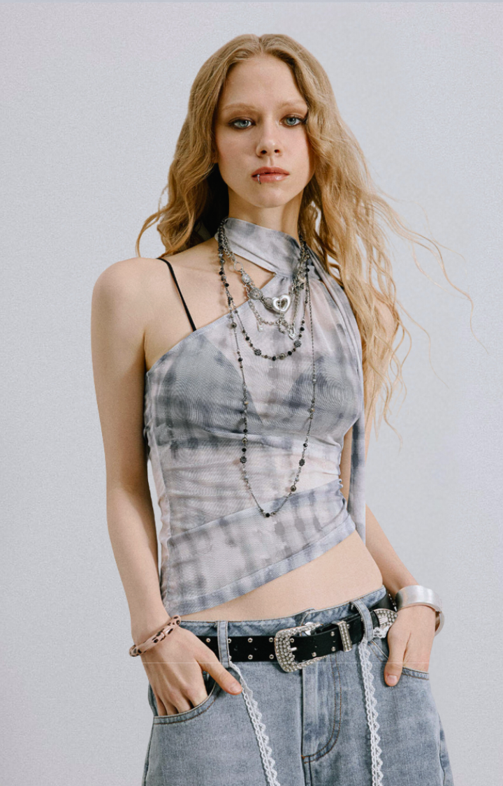 STORM GLAZE ASYMMETRY HALTER TOP