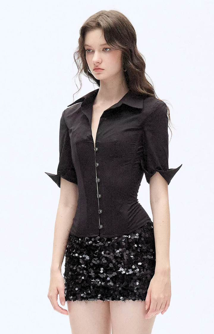 MIDNIGHT STATIC SEQUIN SKIRT