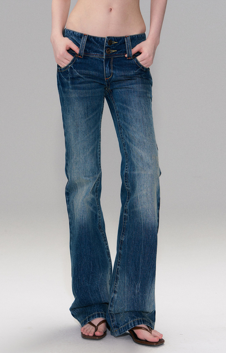 CROSSFADE INDIGO LOW-RISE FLARE JEANS