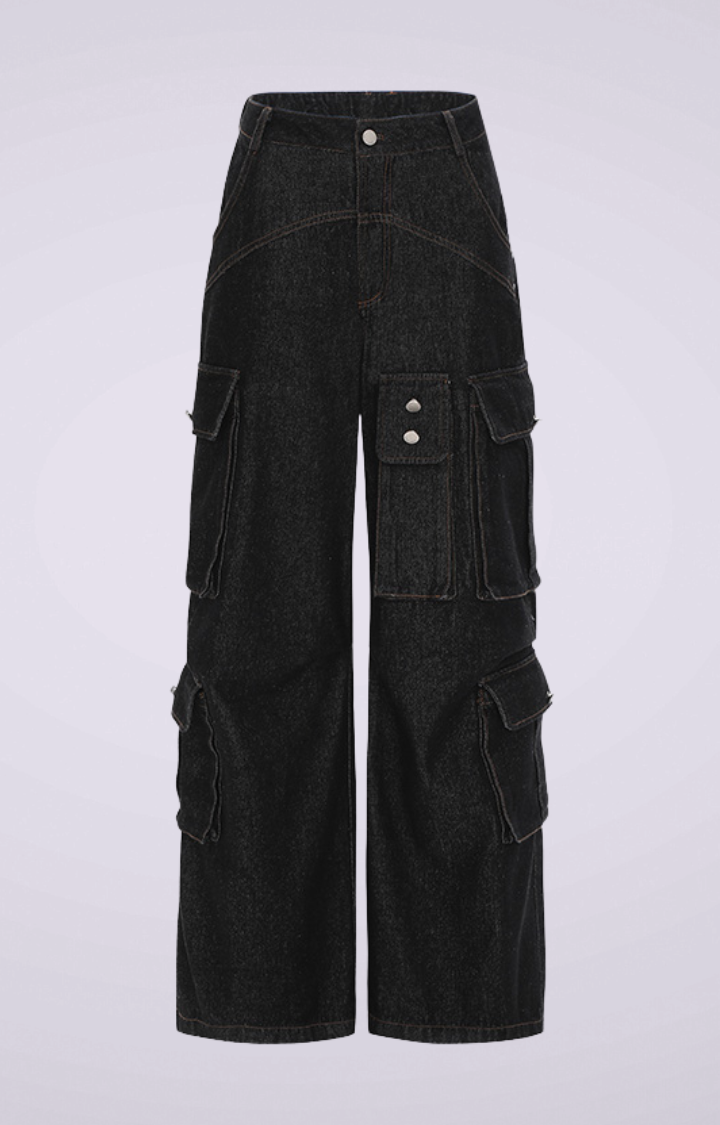 ZERO HOUR CARGO JEANS  BLACK LETTERING EDITION