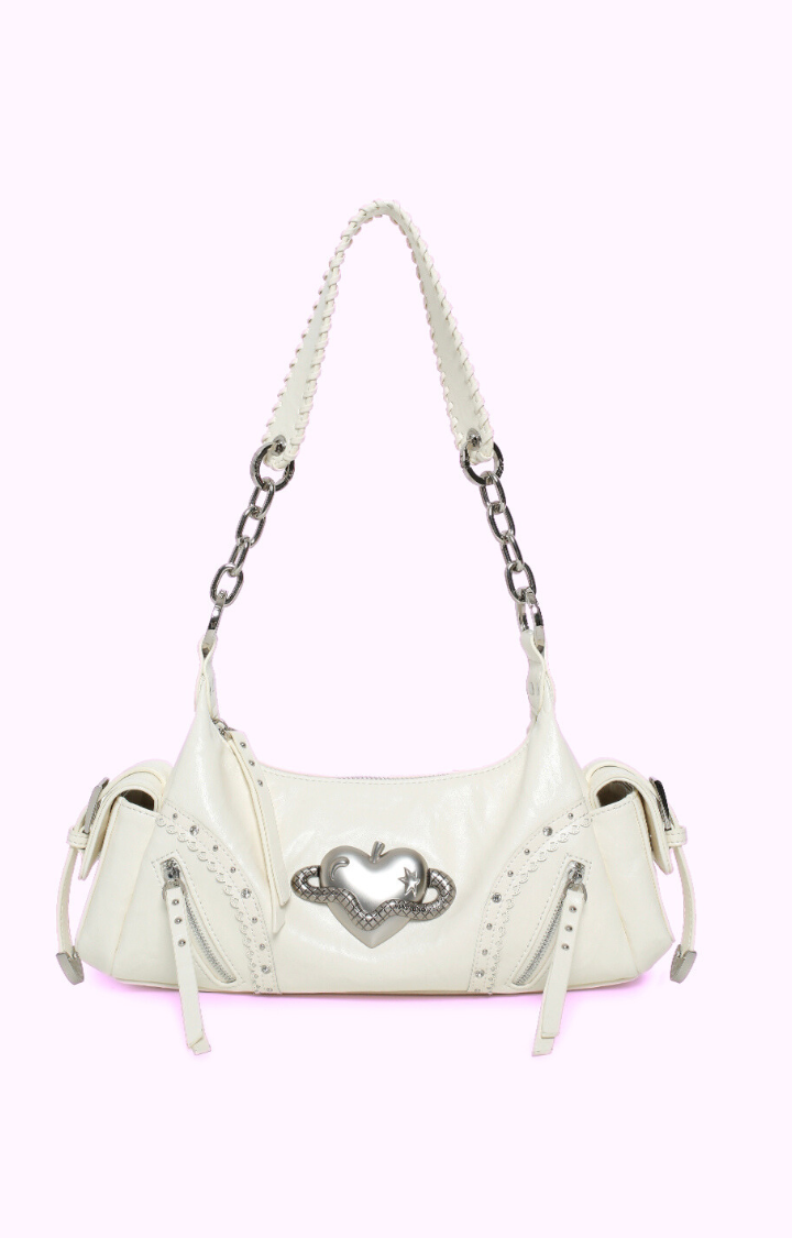 SERPENT HEART APPLE SHOULDER BAG IN IVORY SPELL
