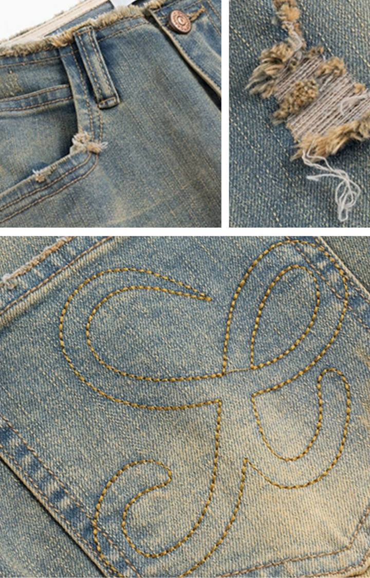 DIRTY ANGEL LOW-RISE FLARE JEANS