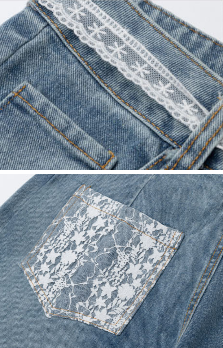 LACE VENOM WIDE-LEG JEANS