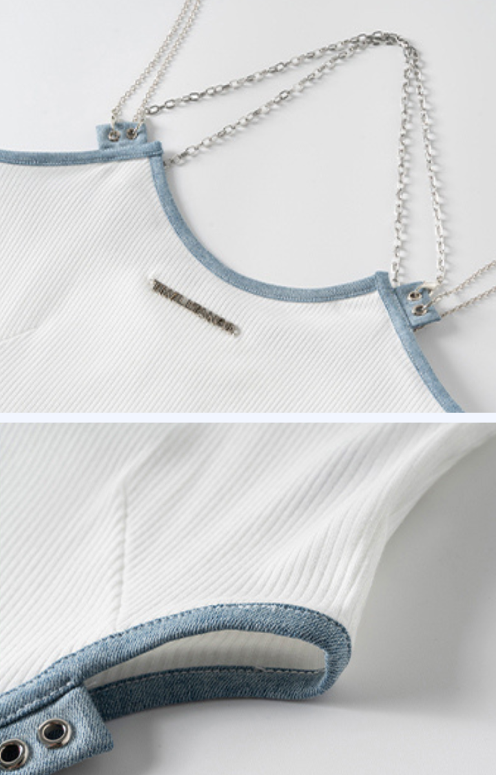 CHAIN ME UP SCULPT BODYSUIT IN ICY SUGAR