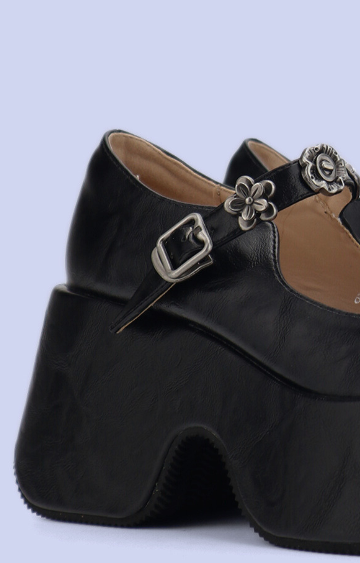 POISON CHARM MARY JANES – NOIR COWHIDE