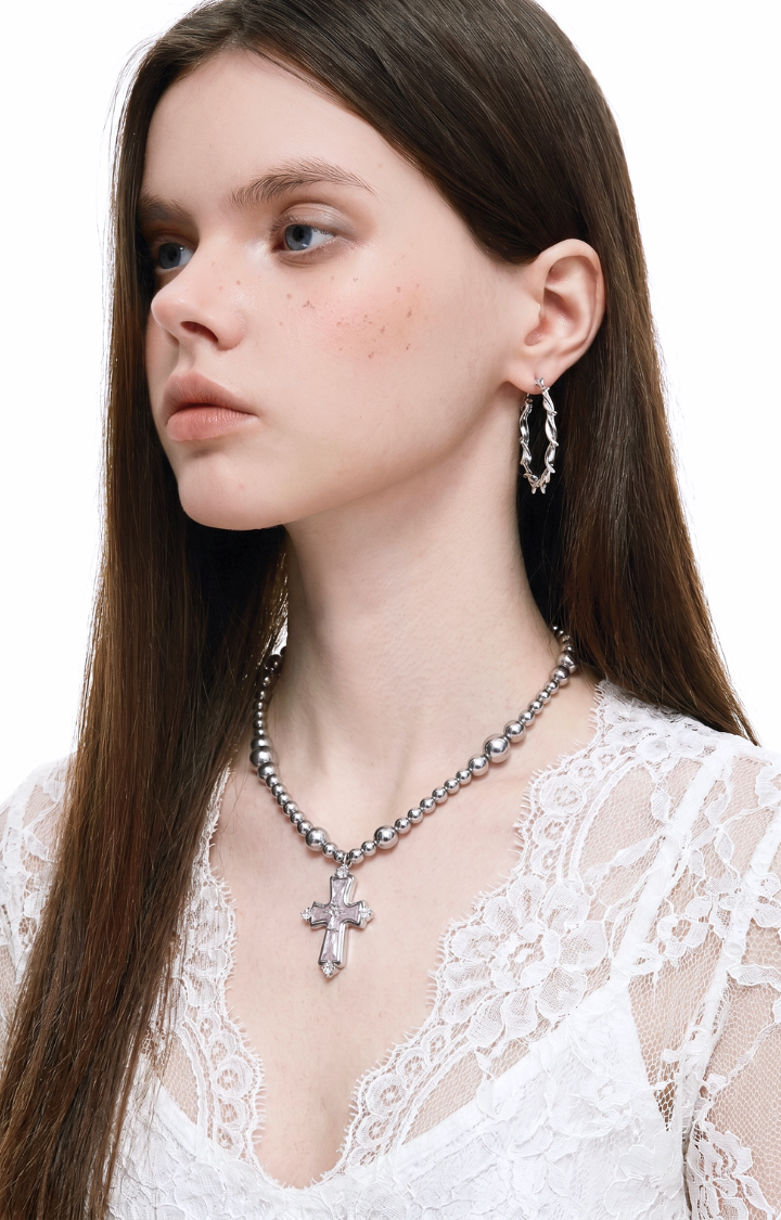THORNED HALO HOOPS IN COLD RELIC SILVER