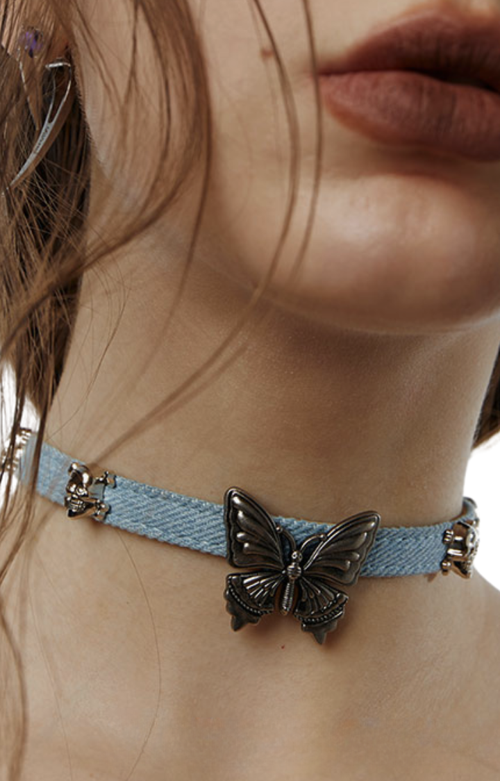 DOPAMINE BUTTERFLY DENIM CHOKER – LIGHT SERIES