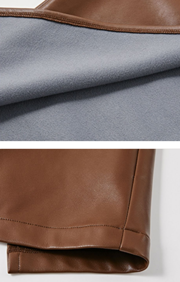 COGNAC CURVE FAUX LEATHER MIDI DRESS