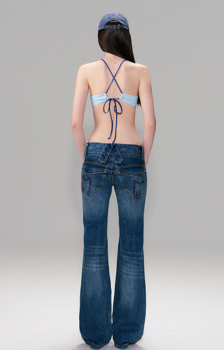 CROSSFADE INDIGO LOW-RISE FLARE JEANS