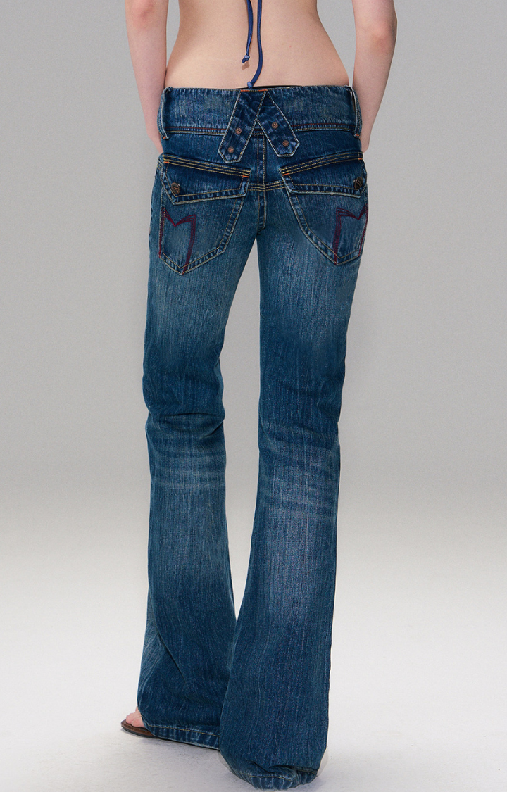 CROSSFADE INDIGO LOW-RISE FLARE JEANS