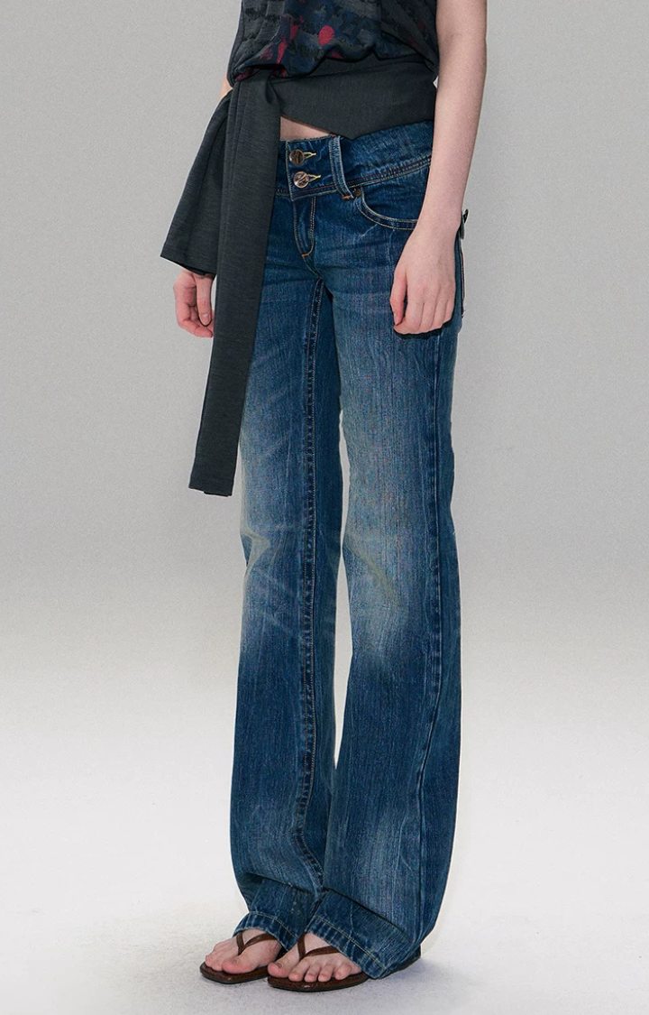 CROSSFADE INDIGO LOW-RISE FLARE JEANS