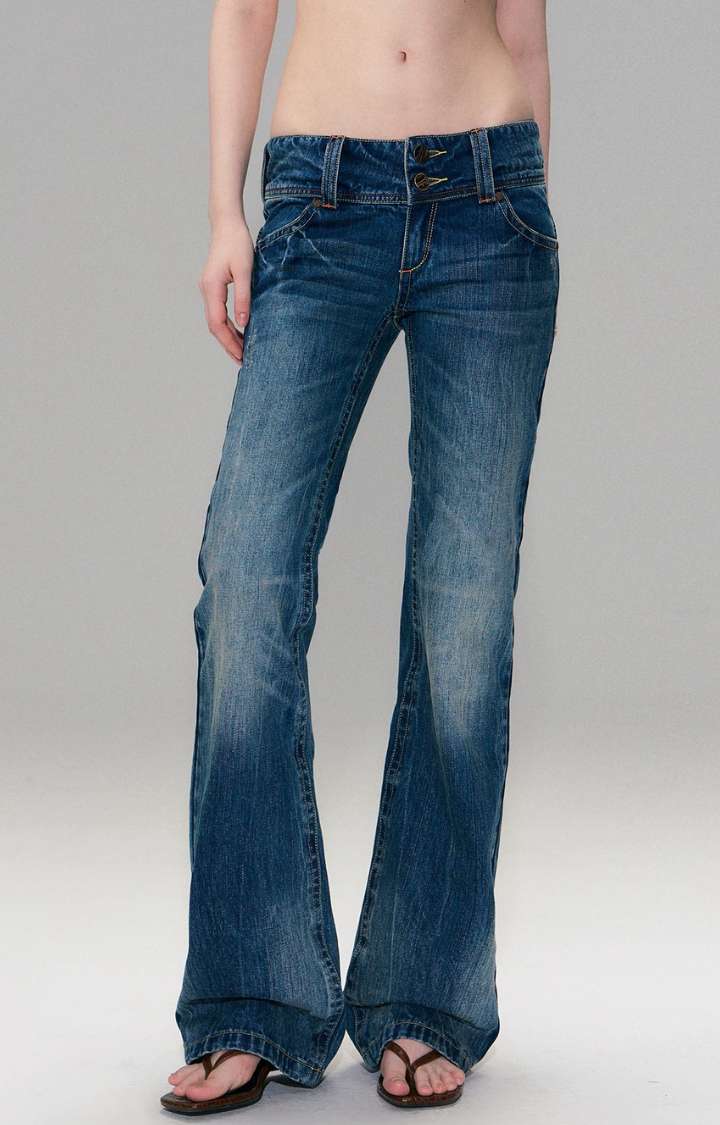 CROSSFADE INDIGO LOW-RISE FLARE JEANS