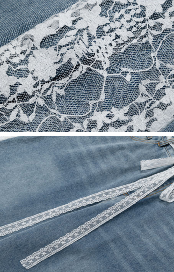LACE VENOM WIDE-LEG JEANS
