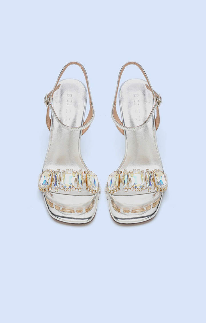 GILDED PRISM CRYSTAL SANDALS IN MOONLIT ICE
