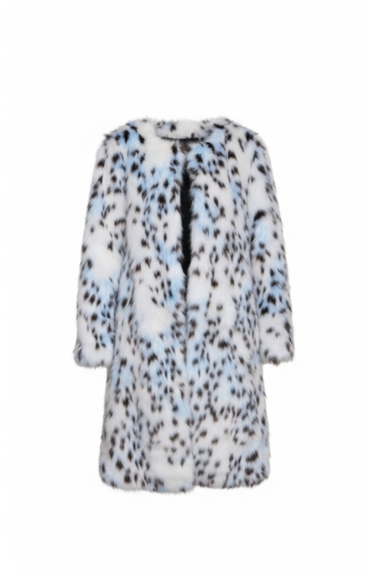 ARCTIC LEOPARD FAUX FUR COAT
