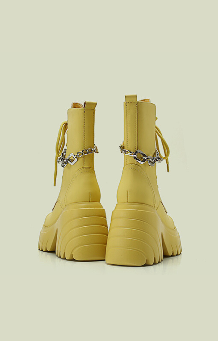 CHAIN REACTION PLATFORM BOOTS - TOXIC LEMON
