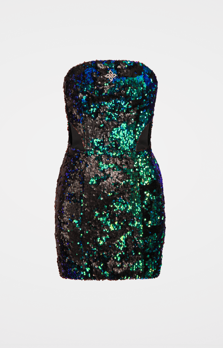 VENOM SIREN SEQUIN CUTOUT DRESS