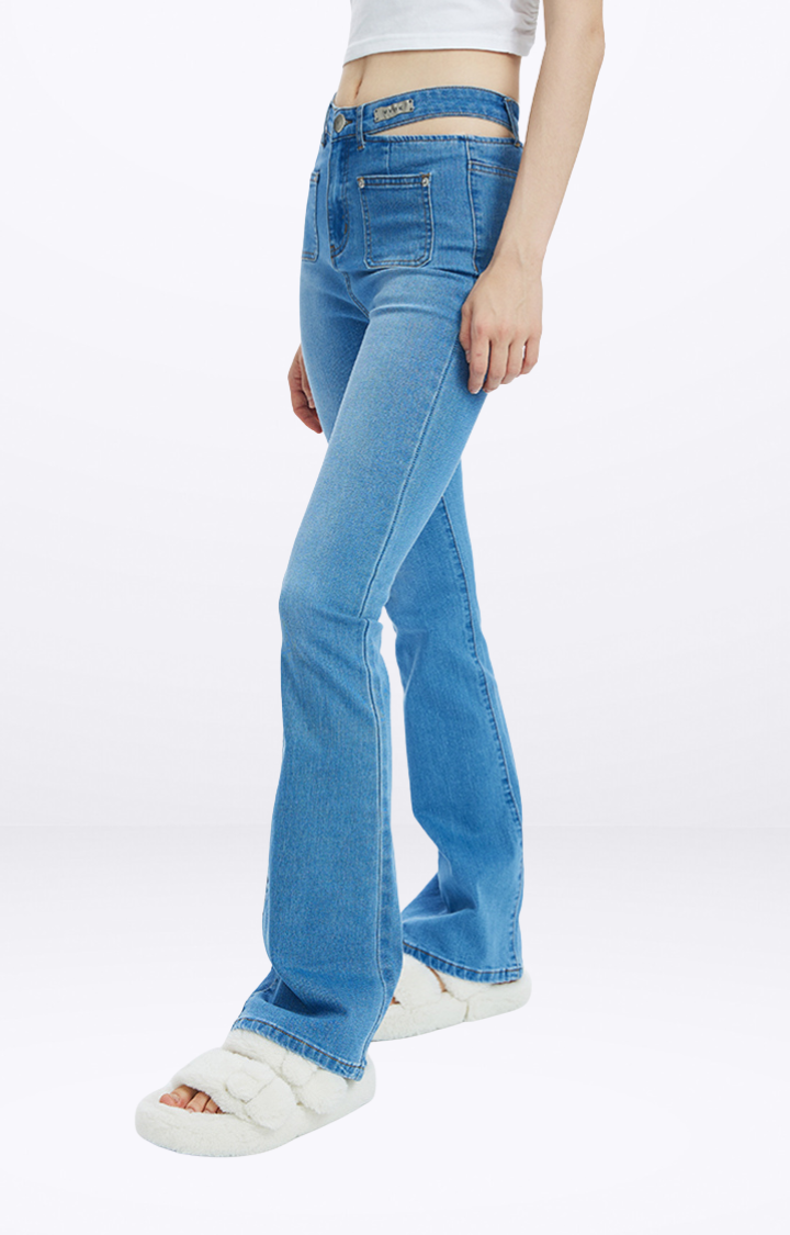 SPLIT WAIST BRAT BOOTCUT JEANS