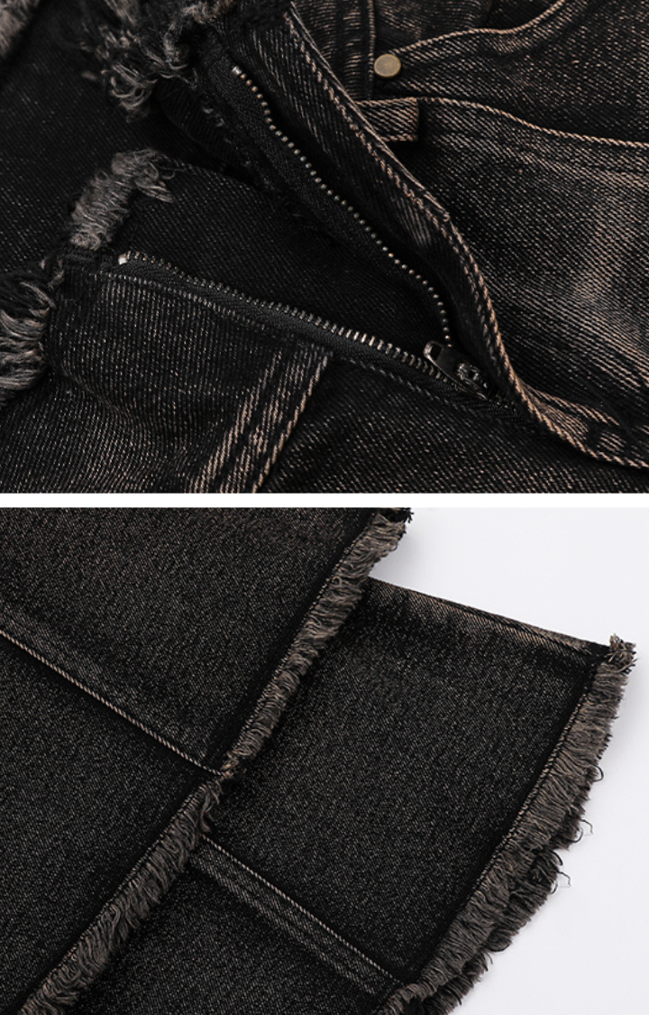 RAW EDGE FLARE HIGH-WAIST JEANS