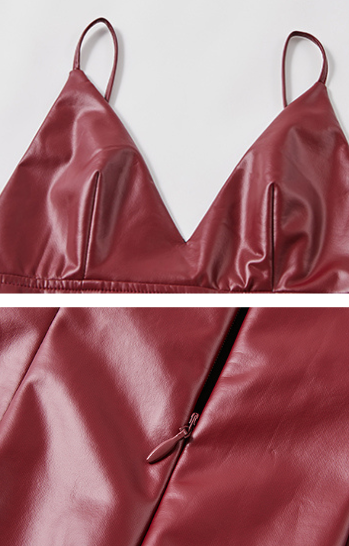 CRIMSON SIREN FAUX LEATHER MERMAID DRESS