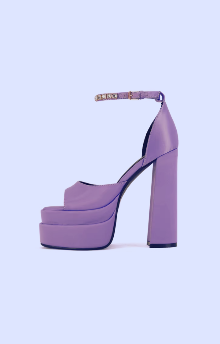 RIOT SATIN GEM-STRAP ULTRA PLATFORMS - PLUSH GRAPE SODA