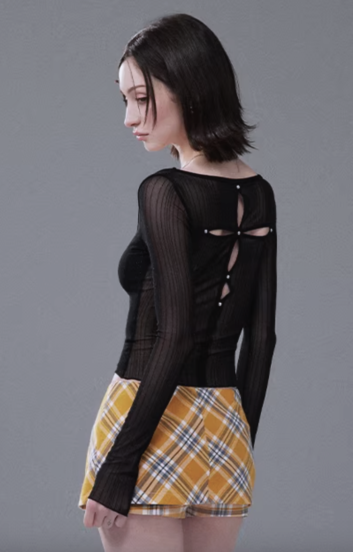 BACKSTAB SHEER SECOND-SKIN TOP