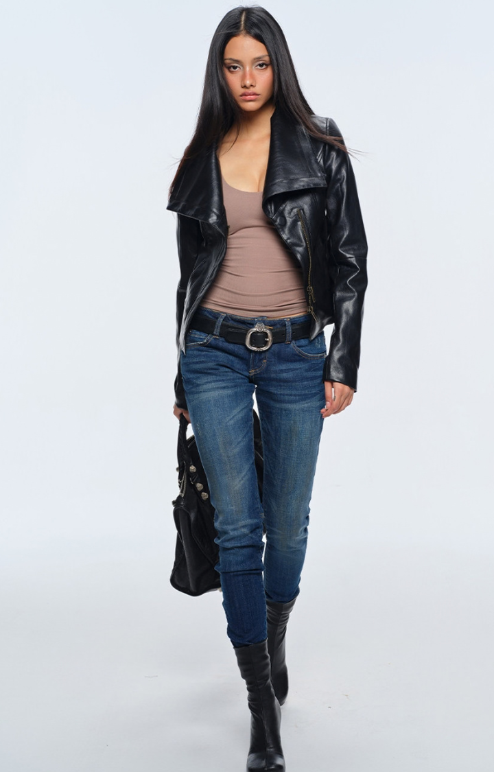 BLACK VETO FAUX LEATHER JACKET