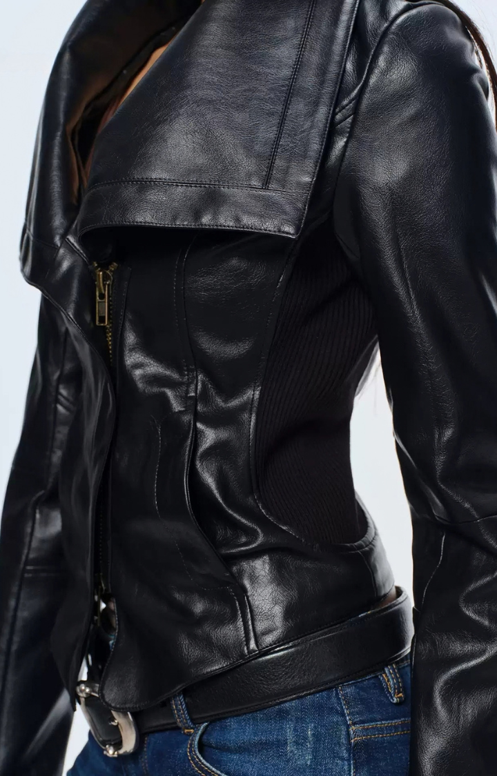 BLACK VETO FAUX LEATHER JACKET