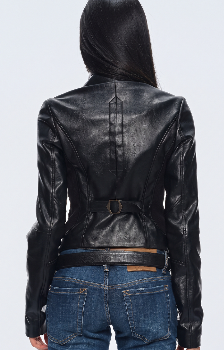 BLACK VETO FAUX LEATHER JACKET