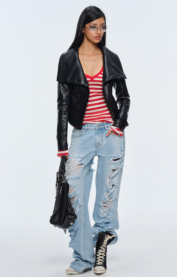 BLACK VETO FAUX LEATHER JACKET