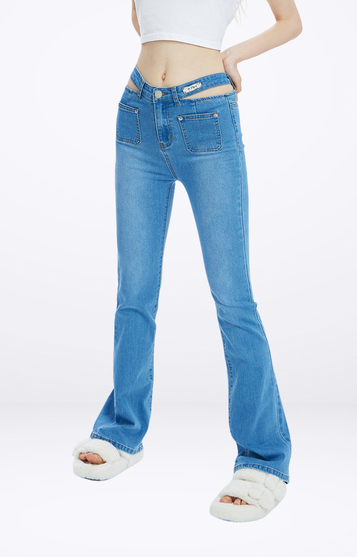SPLIT WAIST BRAT BOOTCUT JEANS