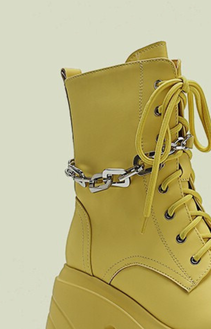 CHAIN REACTION PLATFORM BOOTS - TOXIC LEMON