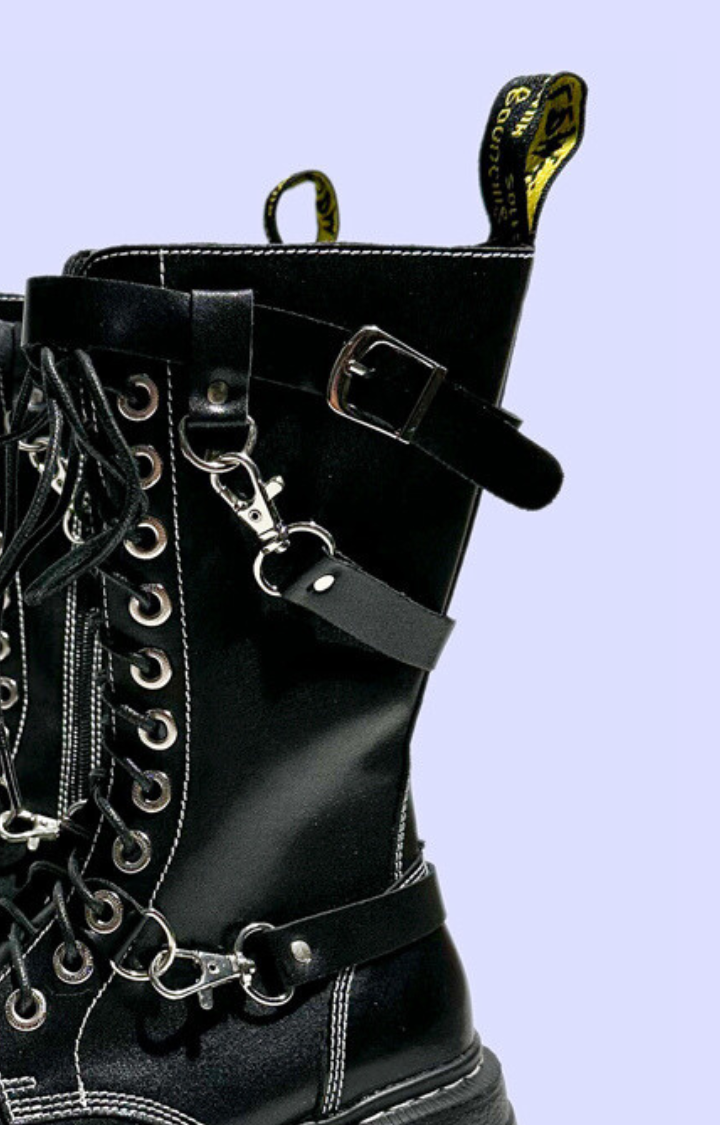 RIOT LACE COMBAT BOOTS IN STORM BLACK