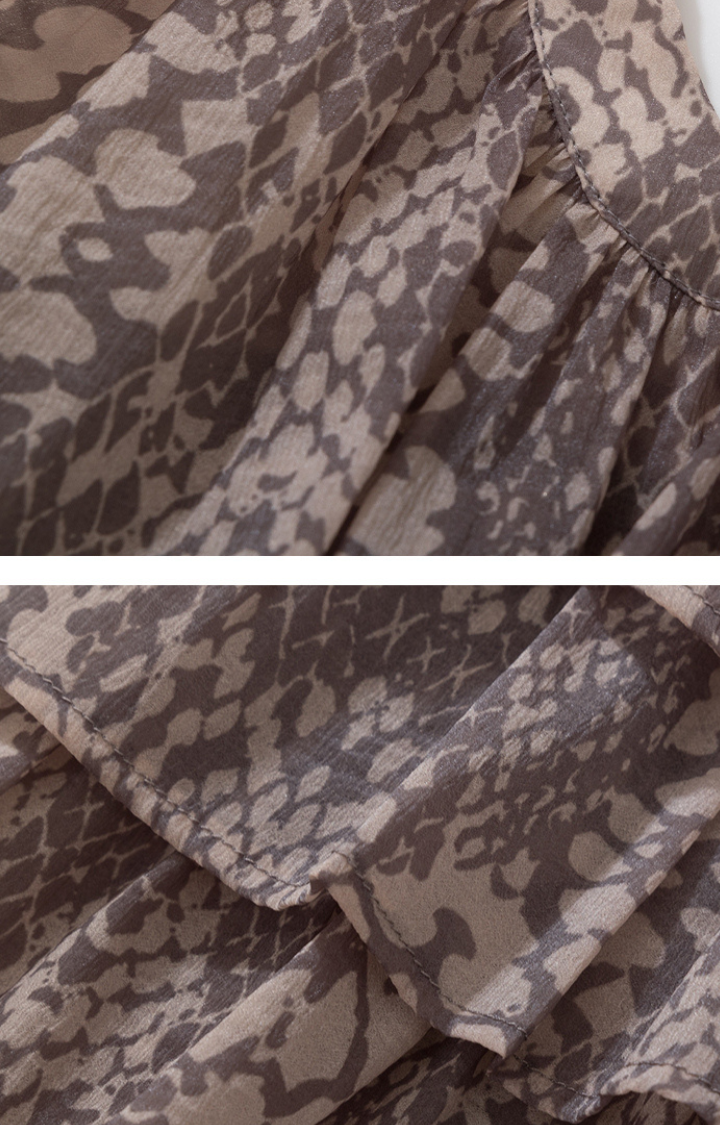 SNAKE PATTERN LAYERED RUFFLE CROP TOP