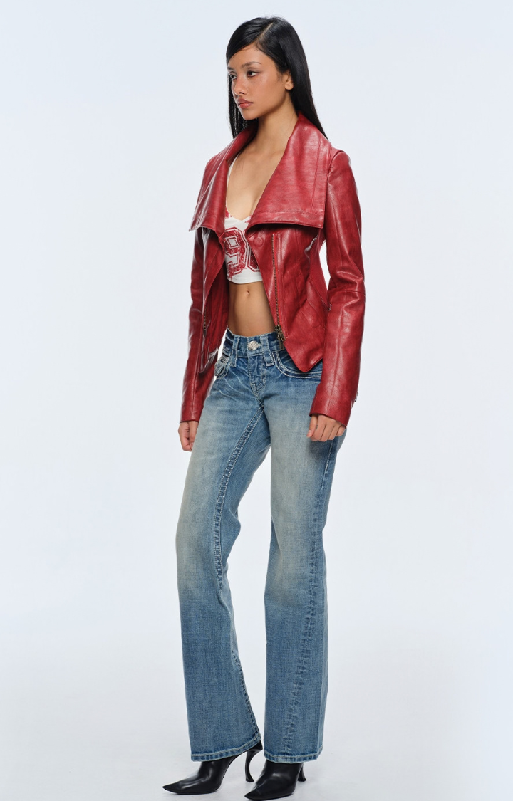 MERLOT BITE FAUX LEATHER JACKET