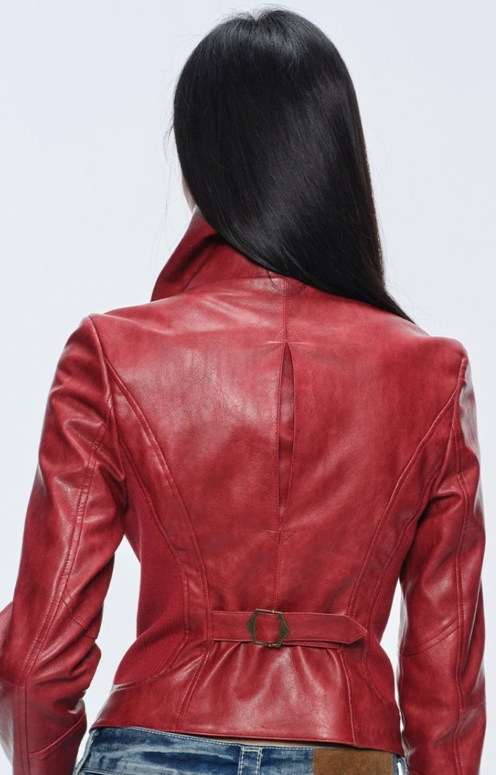 MERLOT BITE FAUX LEATHER JACKET