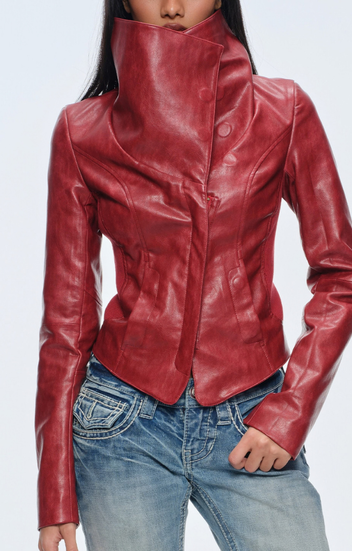 MERLOT BITE FAUX LEATHER JACKET