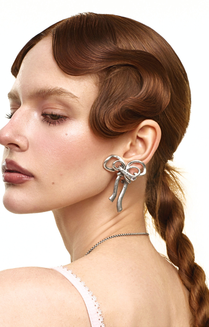 CHROME SILENCE BOW EARRINGS